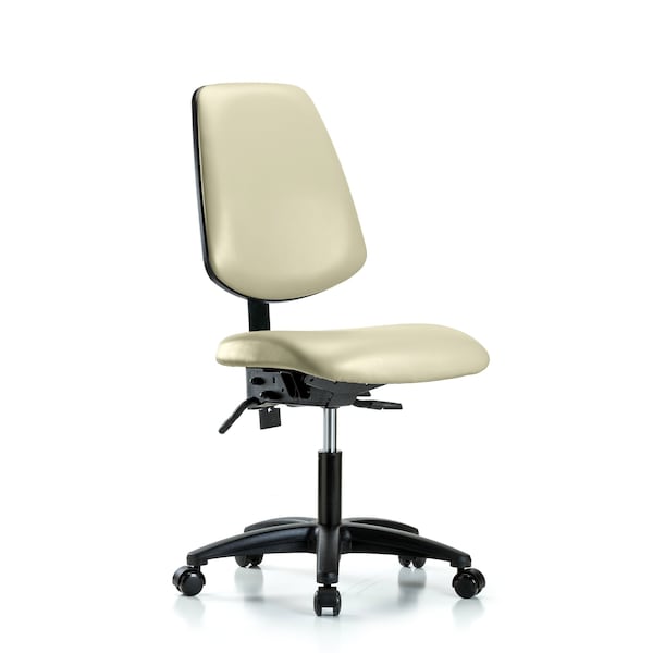 Desk Chair No Arms, 18" to 23" Height, Vinyl, Adobe White