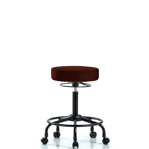 Vinyl Stool without Back-Medium Bench Height with RT Base and Casters in Burgundy Trailblazer Vinyl