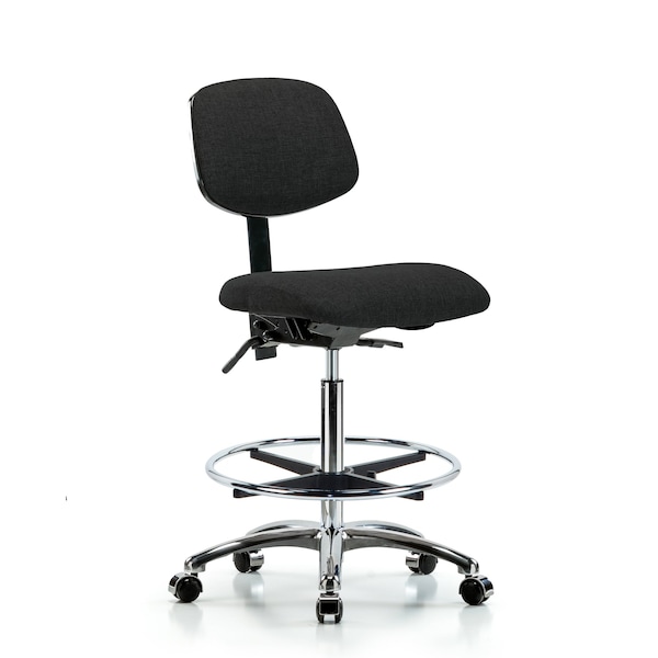 Chair, Fab, Hi Bench, Chr Tilt CF Cast, Blk, No Arms, 26" to 35-1/2" Height, Black
