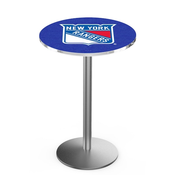 42" Stainless Steel New York Rangers Pub Table, 36" dia. Top