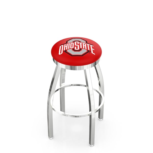 25" Chrome Ohio State Swivel Bar Stool, Accent Ring
