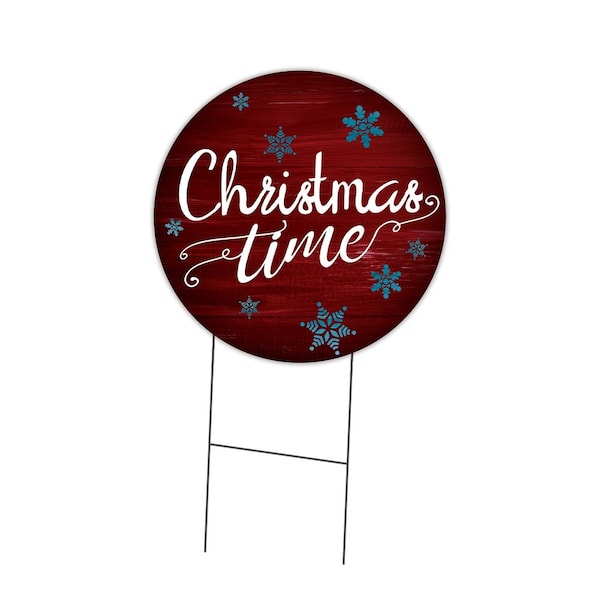 Christmas Tree Double Sided Corrugated Plastic Circle Yard Sign