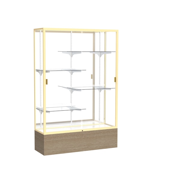 Reliant Floor Case, Mirror Back, Champagne, 48"Wx72"Hx16"D