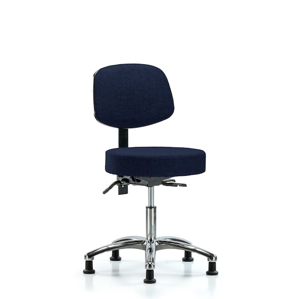 Desk Stool, Fabric, Bk Chrm, Tilt, Glids, Nav