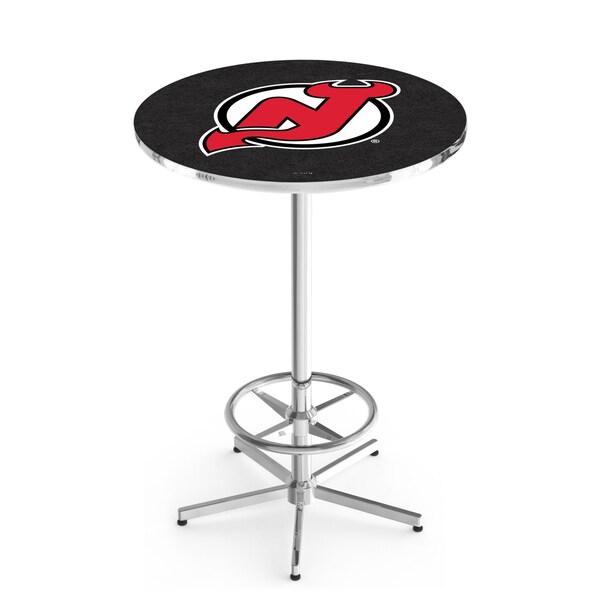 42" Chrome New Jersey Devils Pub Table, 36" dia. Top