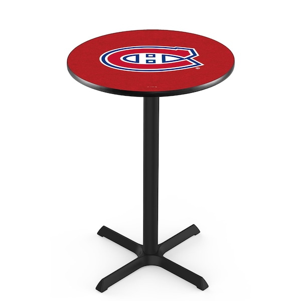 42" Blk Wrinkle Montreal Canadiens Pub Table, 36" dia. Top