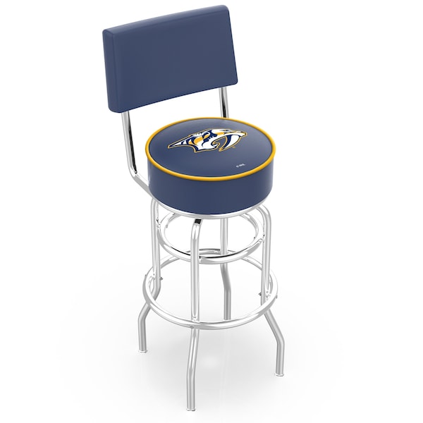 25" Chrome 2-Ring Nashville Predators Swivel Bar Stool, Back