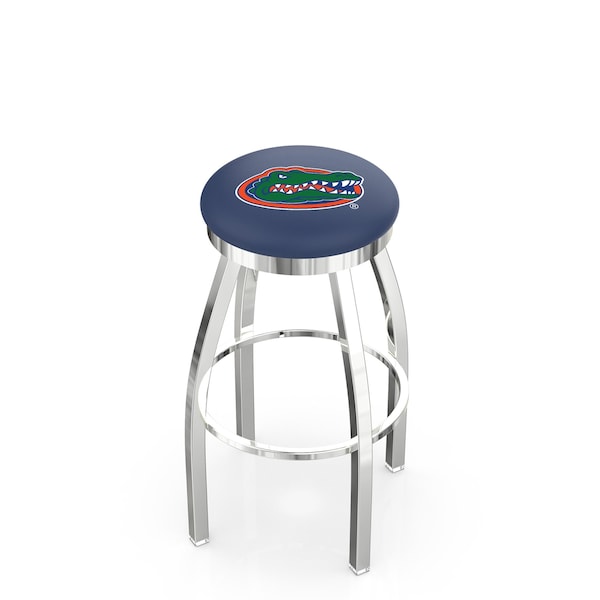 25" Chrome Florida Swivel Bar Stool, Accent Ring
