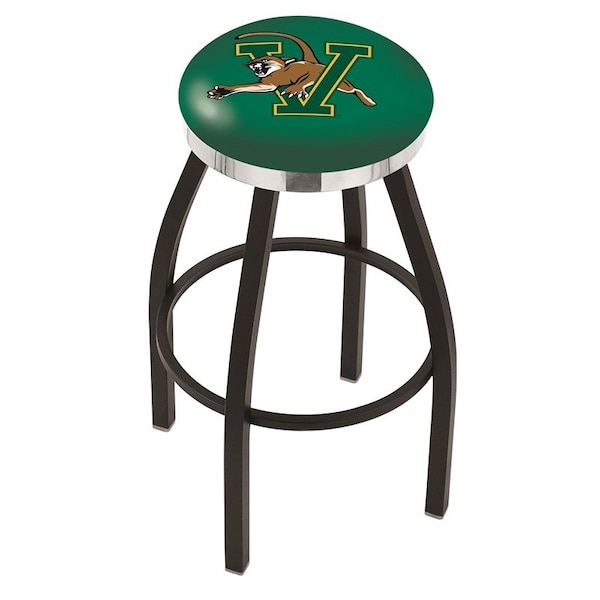 25" Blk Wrinkle Vermont Swivel Bar Stool, Chrome Ring