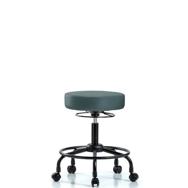 Desk Stool, Vinyl, RT, Casters, Blu
