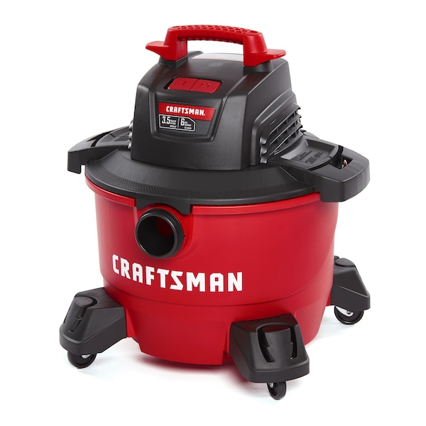 6 Gallon 3.5 Peak HP Wet/Dry Vac, Portable Shop Vacuum with Attachments