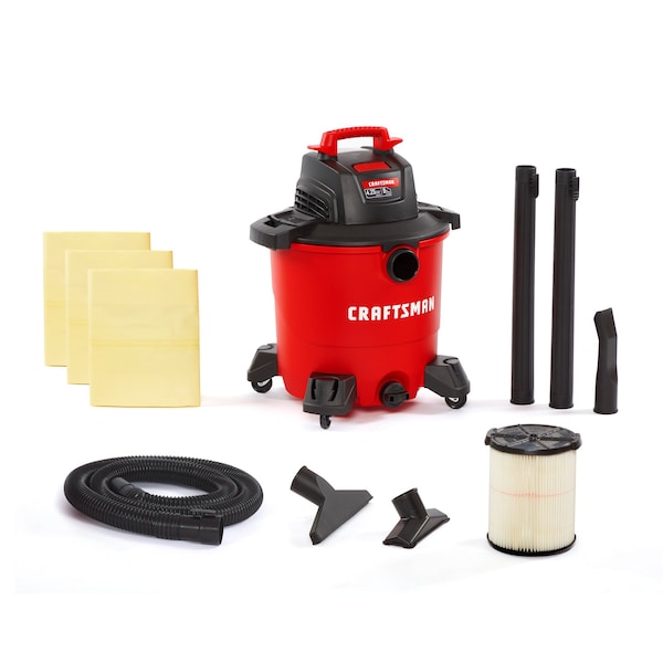 9 Gallon 4.25 Peak HP Wet/Dry Shop Vacuum with 3 Dust Bags and Attachments