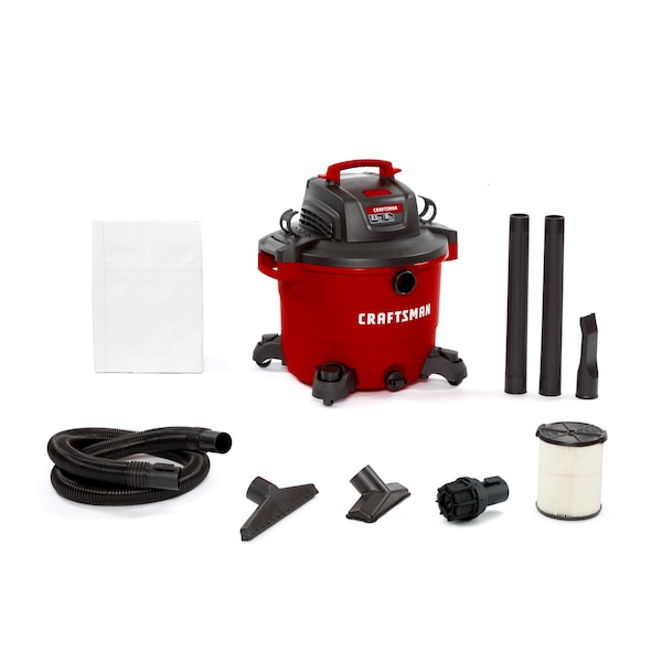 16 Gallon 6.5 Peak HP Heavy-Duty Wet/Dry Vacuum with Diffuser and Attachments