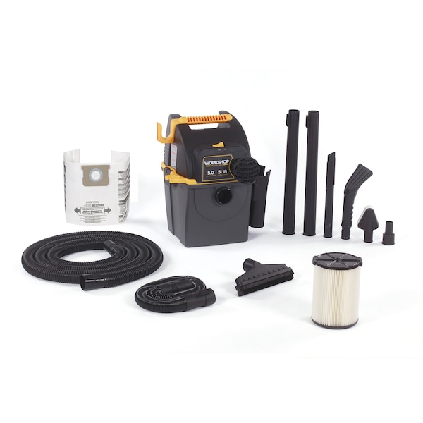 5 Gal. 5.0 Peak HP Wall-Mount Wet/Dry Vacuum Cleaner with Accessories