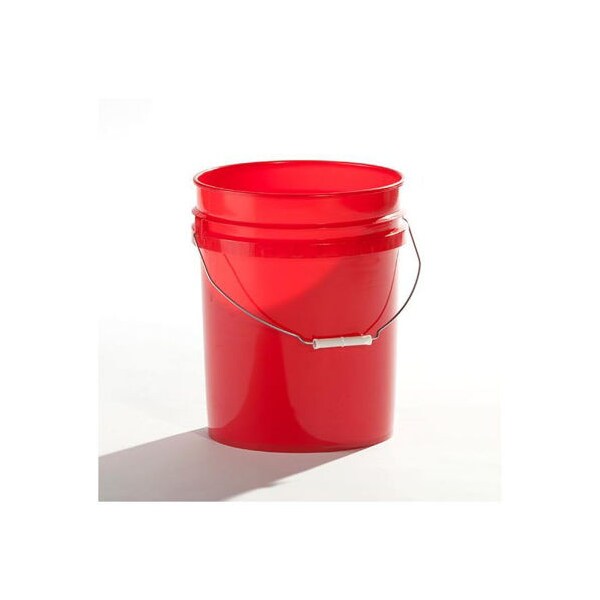Open Head Pail, HDPE, Red, 5 gal.