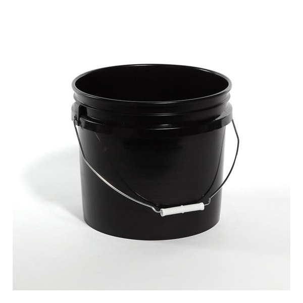 Open Head Pail, HDPE, Black, 3.5 gal.