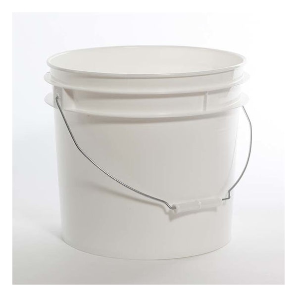 Open Head Pail, HDPE, White, 3.5 gal., Height: 10-7/8"