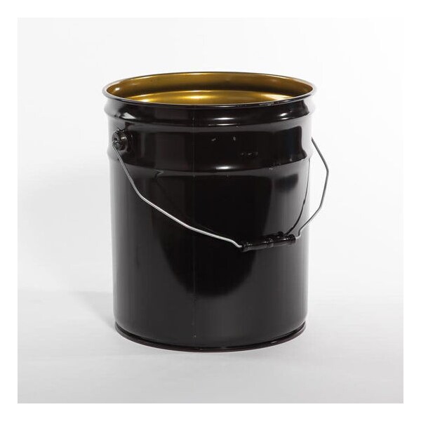 Open Head Pail, Steel, Black, 5 gal., Height: 13-7/16"
