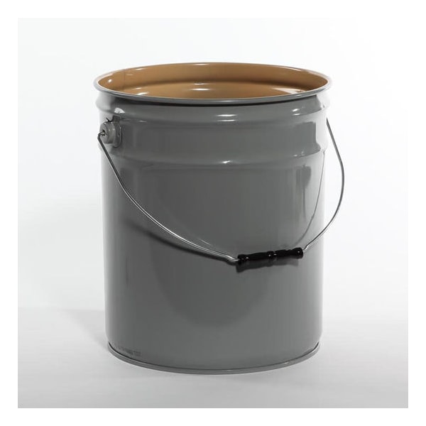Open Head Pail, Steel, Gray, 5 gal., UN Rating Liquid: Y1.8/100