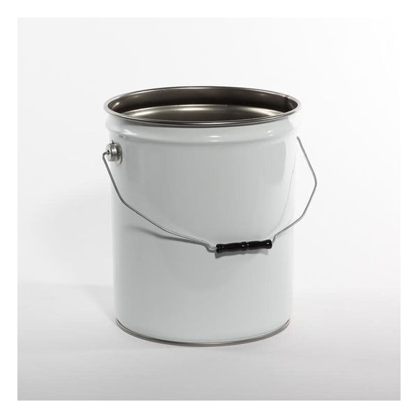 Open Head Pail, Steel, White, 5 gal., Height: 13-7/16"