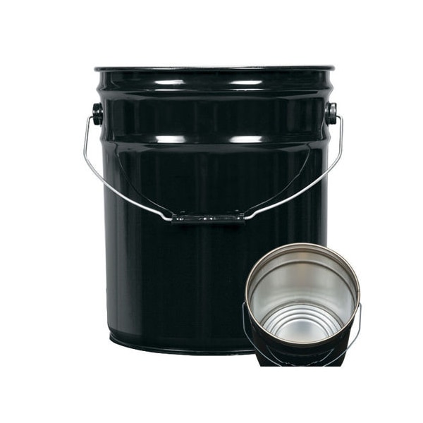Open Head Pail, Steel, Black, 5 gal., UN Rating Liquid: Y1.8/100