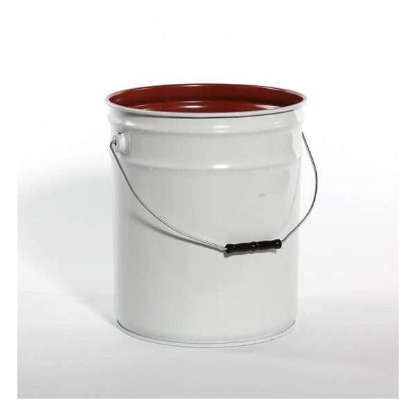 Open Head Pail, Steel, White, 5 gal., UN Rating Liquid: Y1.8/100