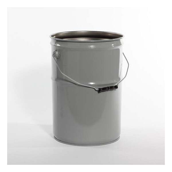Open Head Pail, Steel, Gray, 6.5 gal.