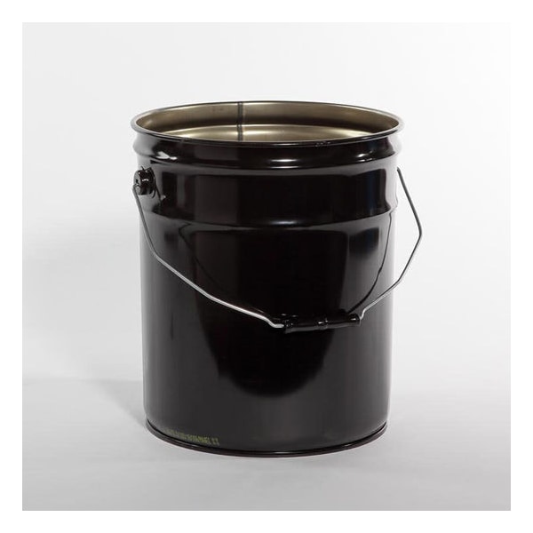Open Head Pail, Steel, Black, 5 gal., UN Rating Liquid: Y2.0/100