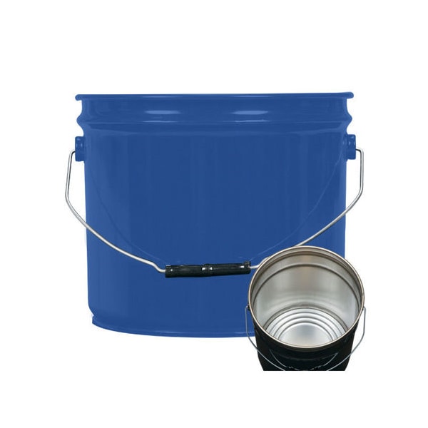 Open Head Pail, Steel, Blue, 3.5 gal.