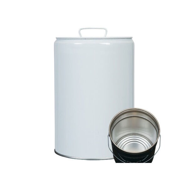 Tight Head Pail, Steel, White, 5.3 gal.