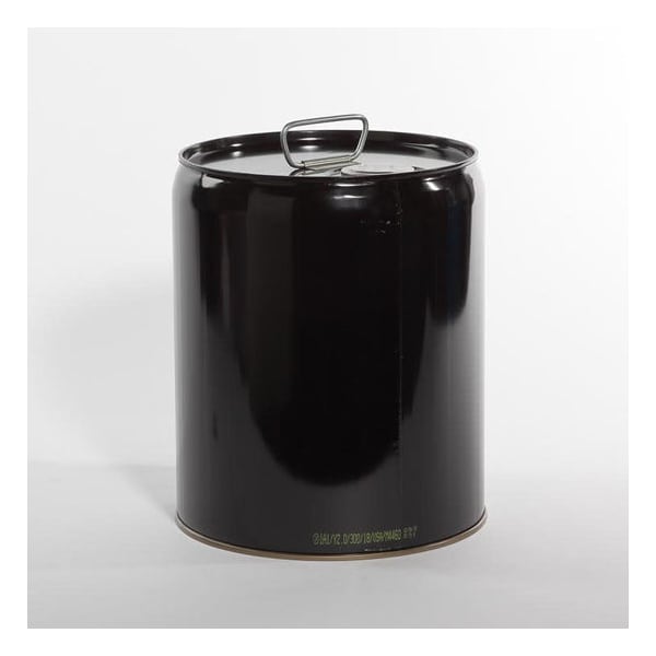 Tight Head Pail, Steel, Black, 5 gal.