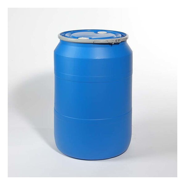 Plstc Drum, Fittings, Opn Hd, Blu, 55 gal.