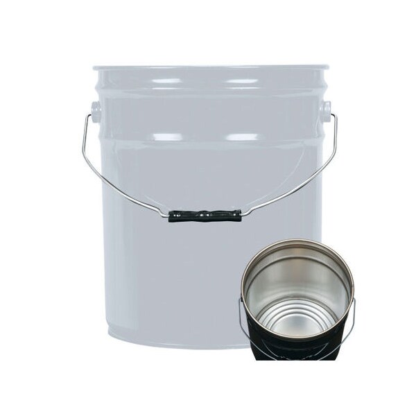 Open Head Pail, Steel, Gray, 5 gal., Lining: Rust Inhibitor