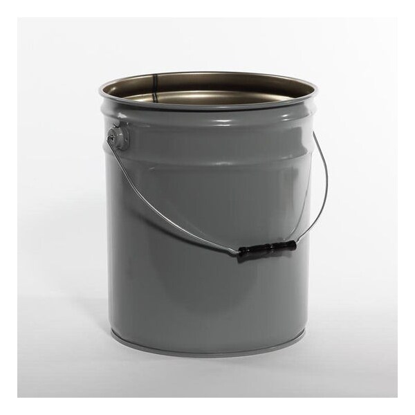 Open Head Pail, Steel, Gray, 5 gal.