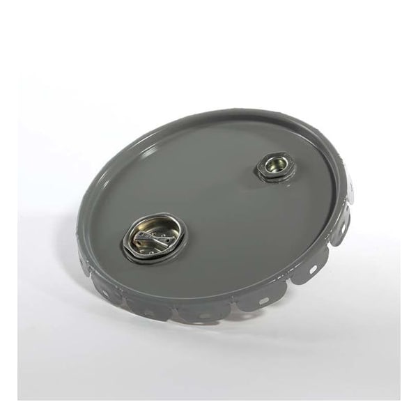 Cover, Steel, Gray, 5 gal., Type: Lug with 2" and 3/4" Rieke