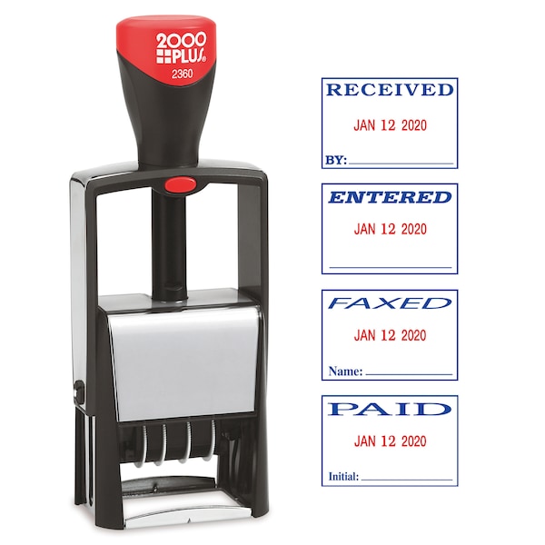 Date/Message Stamp, 4 In 1, Red/Blue Ink
