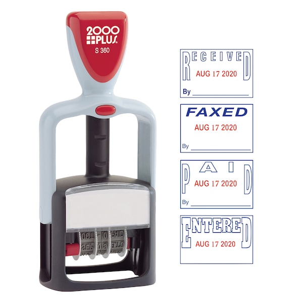 Date/Phrase Stamp, 4 In 1, Red/Blue Ink