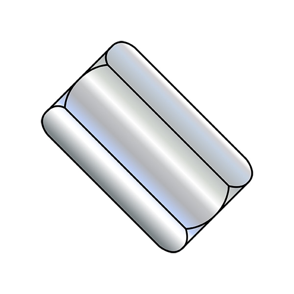 Coupling Nut, 1/4"-20, Steel, Zinc Plated, 7/8 in Lg, 3/8 in Hex Wd, 600 PK