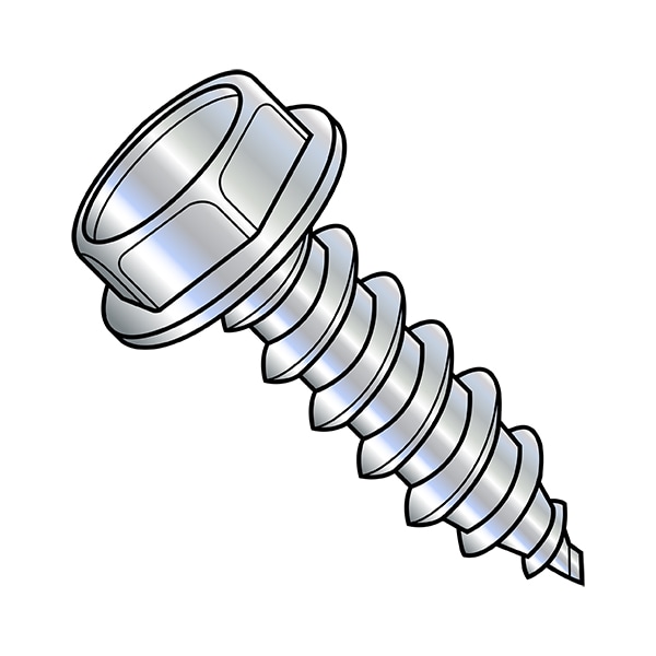 Self-Drilling Screw, 5/16"-12 x 2 in, Zinc Plated Steel Flange Hex Head External Hex Drive, 500 PK