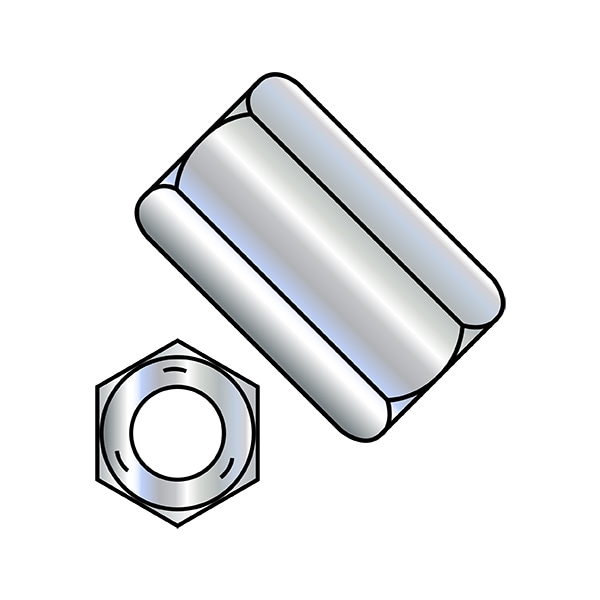 Coupling Nut, 5/16"-18, Steel, Grade 5, Zinc Plated, 1-1/8 in Lg, 1/2 in Hex Wd, 650 PK