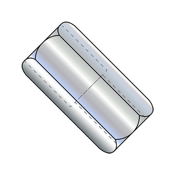 Coupling Nut, 3/8"-16, Steel, Zinc Plated, 1 in Lg, 1/2 in Hex Wd, 200 PK