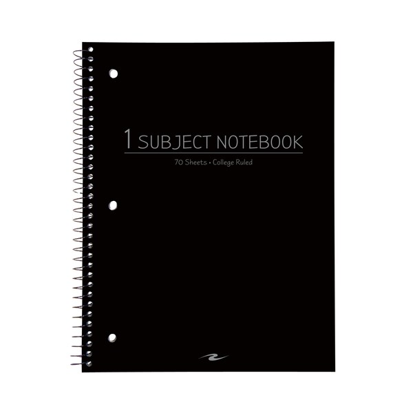 Case of Wirebound Notebooks, 10.5"x8", 1 Subject, 70 sht, Asstd. Cover Color, College Ruled w/Margin, PK24