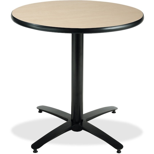 Round KFI 30in Natural Round Breakroom Table with Arched X Base, 29 W, 30 L, 29 H