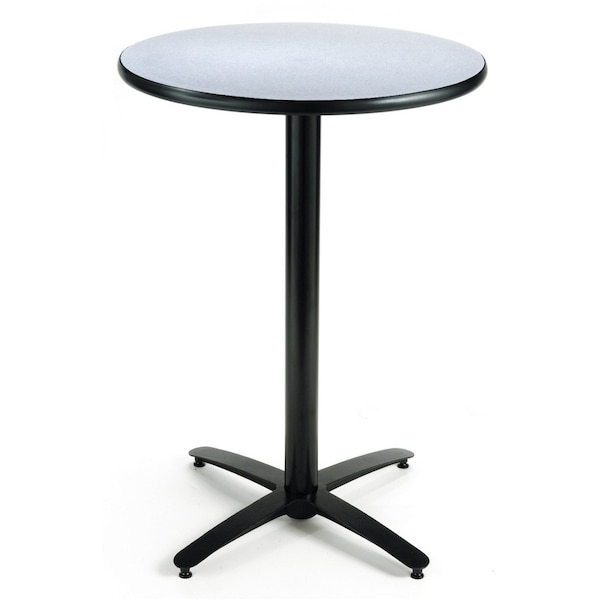 Round KFI 30" Round Bar Height Breakroom Table, Grey Nebula Finish, Arched X-Base, 30 L, 42 W, 42 H