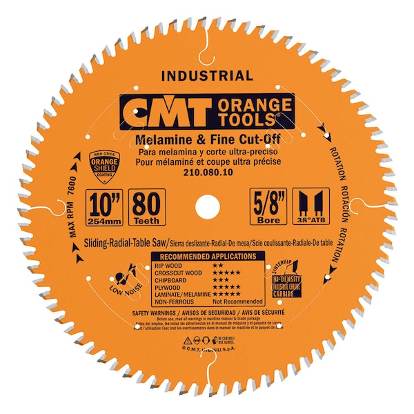 10", 80-Teeth Melamine/Fine Cut