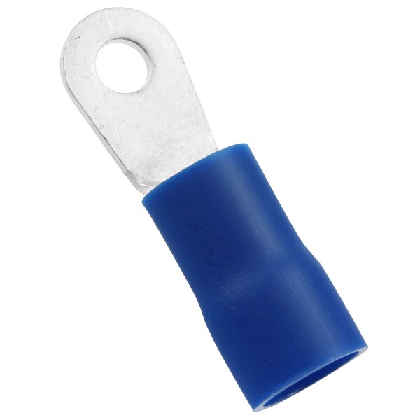 Ring Terminal, #10 Stud Size, 6 AWG, 600 V, Vinyl Insulated, Blue, 25 PK