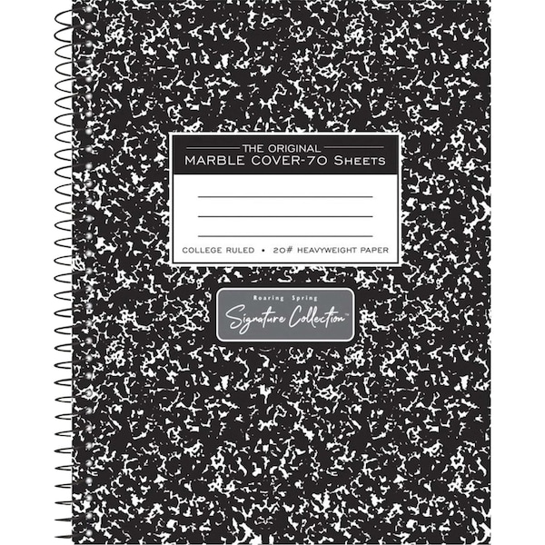 Case of Signature Black Marble Comp Notebooks, WB Spiral, 70 sht Premium 20 lb Paper, 9.75"x7.5", PK24