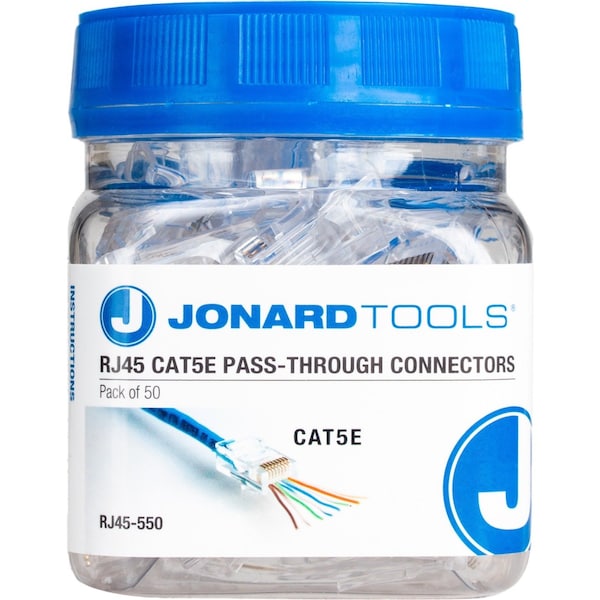 RJ45 CAT5/5E Pass-Through Connecto, PK 50