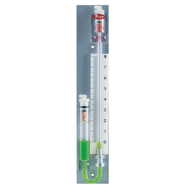 U-tube manometer, range 4-0-4" w.c.