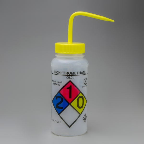 Bel-Art GHS Label Safety-Vented Dichloromethane Wash Bottle:500ml, 4/PK